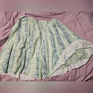 Coldwater Creek Elegant Green and Cream A-Line Skirt